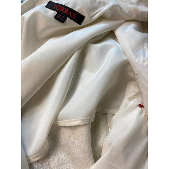 TORRAS LASER CUT LEATHER TRIM BEIGE LINEN MEN'S JACKET 42 - Picture 8 of 8